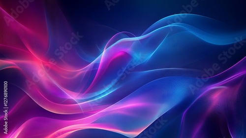 Wallpaper Mural An abstract blue backdrop featuring neon rays, glowing light flashes, and dynamic lines Torontodigital.ca