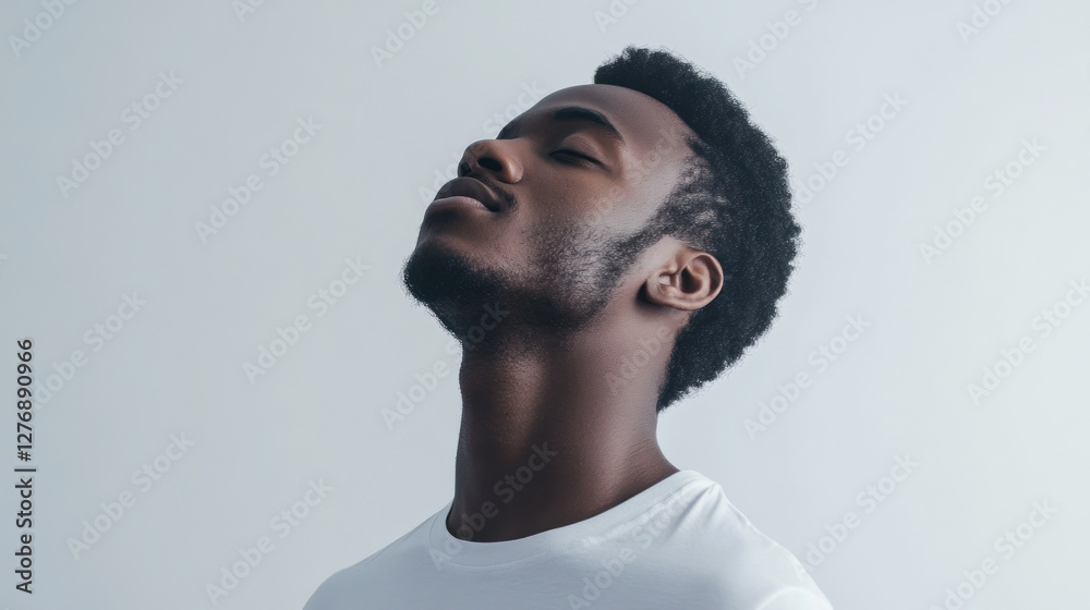 White t-shirt on a young man template isolated on white background White t-shirt on a young man template isolated on white background