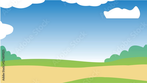 Beautiful vector illustration of a landscape, green meadows
