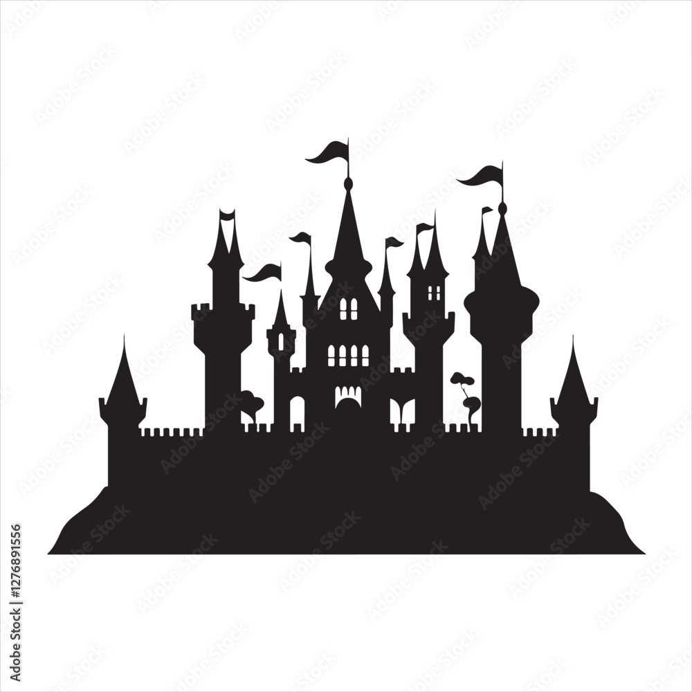 Fototapeta premium Minimalist Castle Silhouette icon 