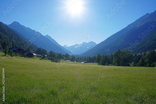 This morning, I was captivated by the breathtaking beauty of the Swiss Alps, where clear blue skies met lush, green meadows, creating a picturesque landscape