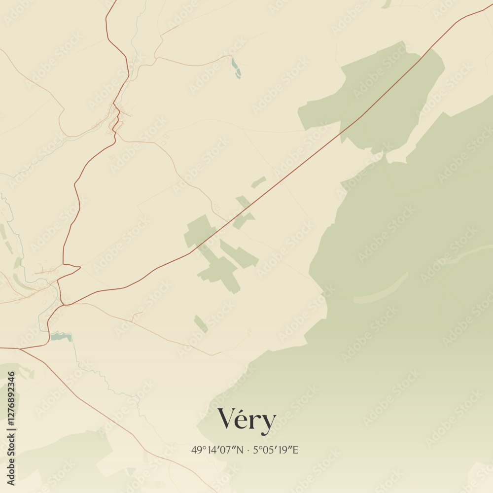 Obraz premium Vintage map of Véry, France.