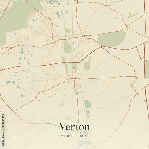 Vintage map of Verton, France.