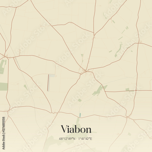 Vintage map of Viabon, France.