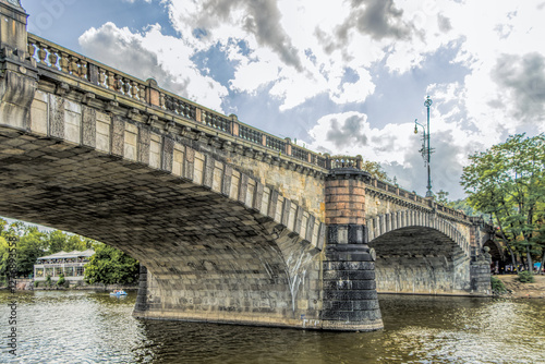 The bridge of Legia through Vltava in Prague. photo