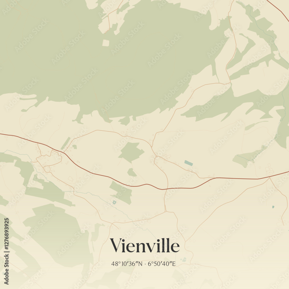 Fototapeta premium Vintage map of Vienville, France.