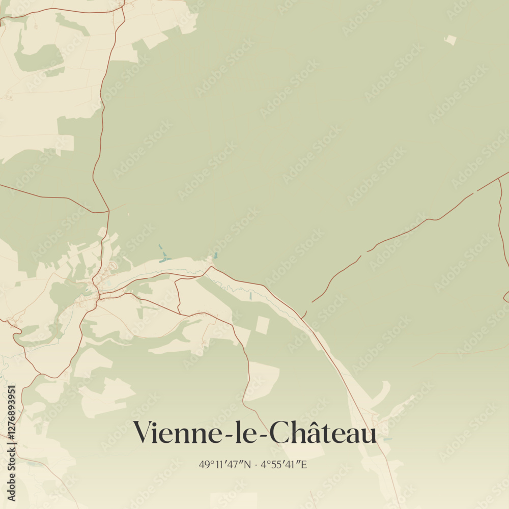 Obraz premium Vintage map of Vienne-le-Château, France.