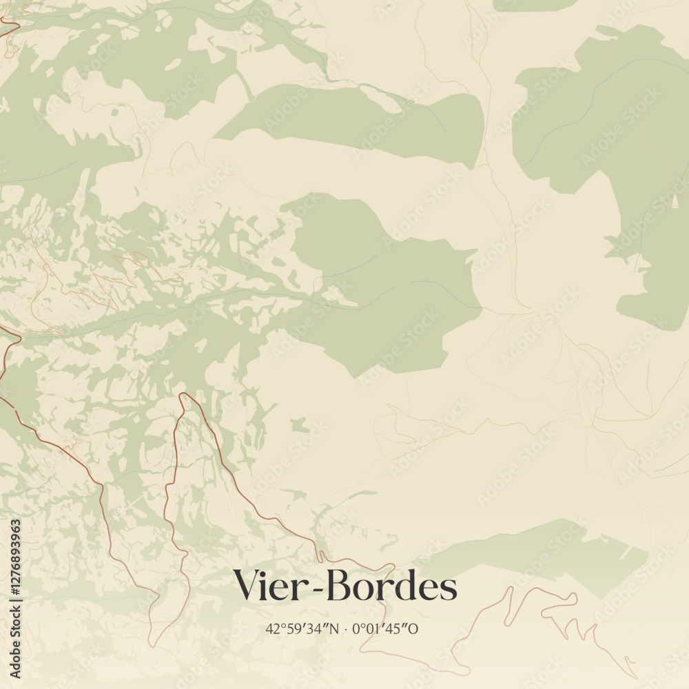 Obraz premium Vintage map of Vier-Bordes, France.