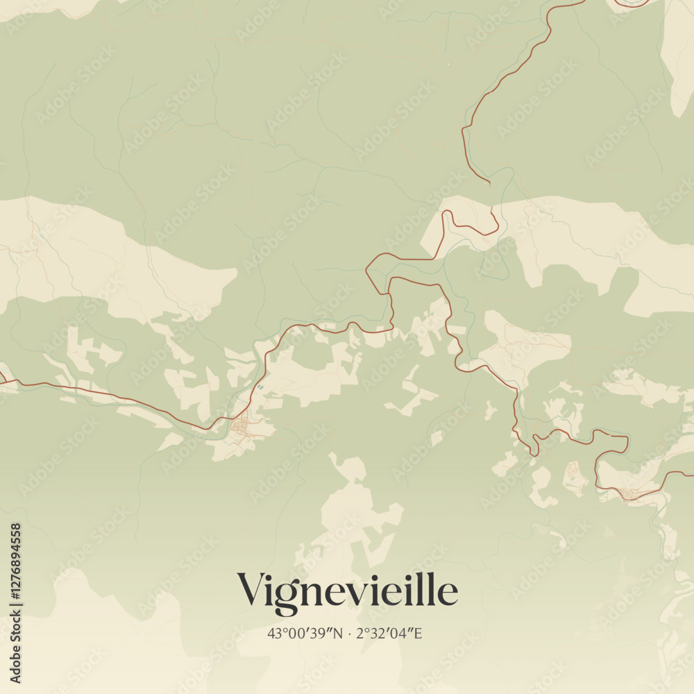Obraz premium Vintage map of Vignevieille, France.