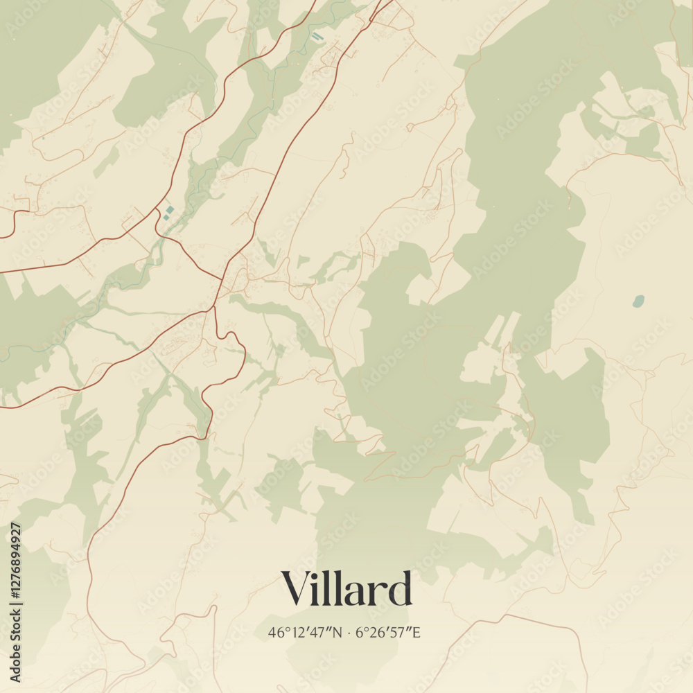 Obraz premium Vintage map of Villard, France.