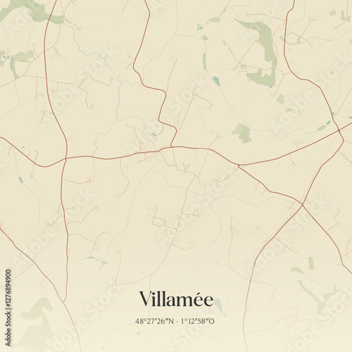 Vintage map of Villamée, France.