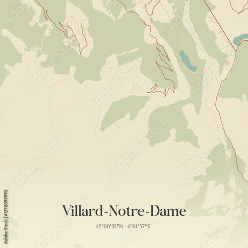 Vintage map of Villard-Notre-Dame, France.