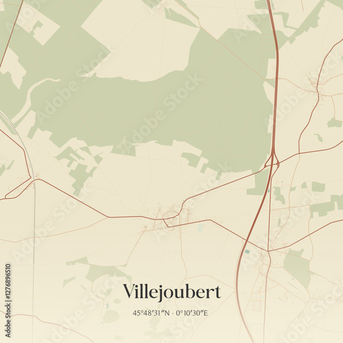 Vintage map of Villejoubert, France.