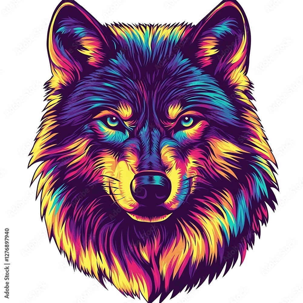 Fototapeta Vibrant Wolf Portrait Graphic Design