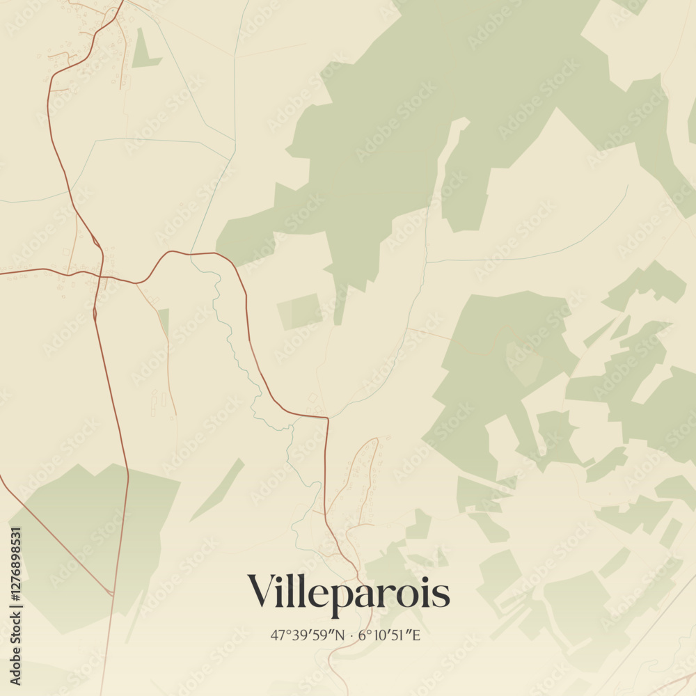 Obraz premium Vintage map of Villeparois, France.