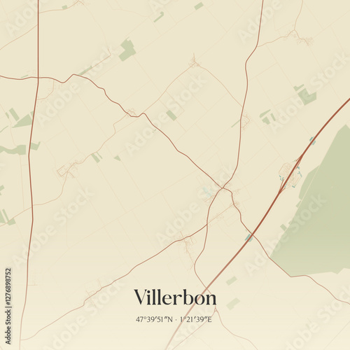 Vintage map of Villerbon, France.