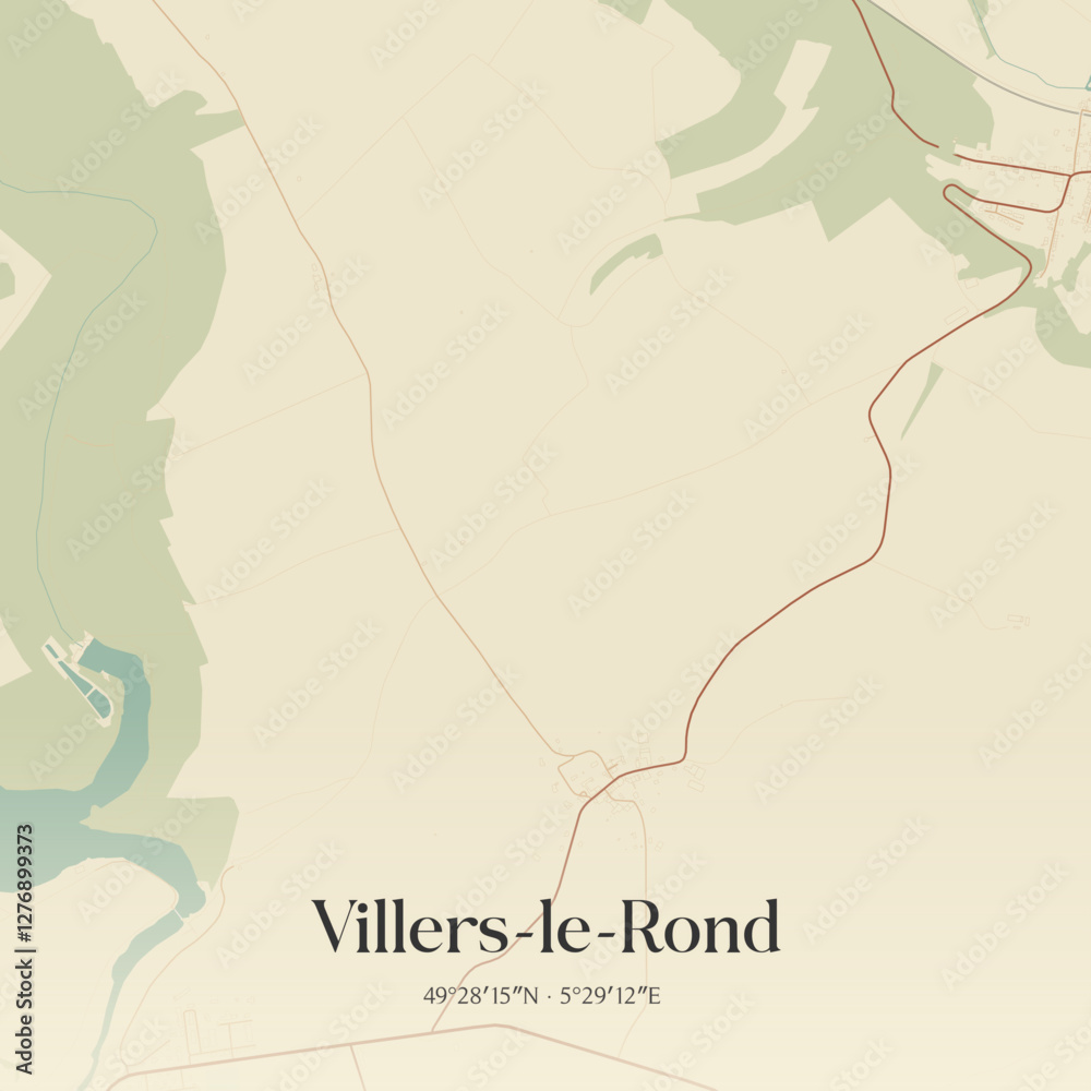 Fototapeta premium Vintage map of Villers-le-Rond, France.