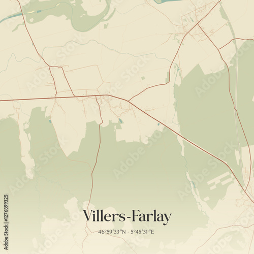 Vintage map of Villers-Farlay, France.