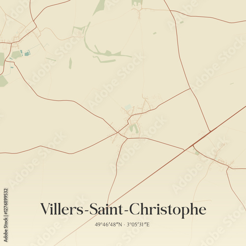 Vintage map of Villers-Saint-Christophe, France.