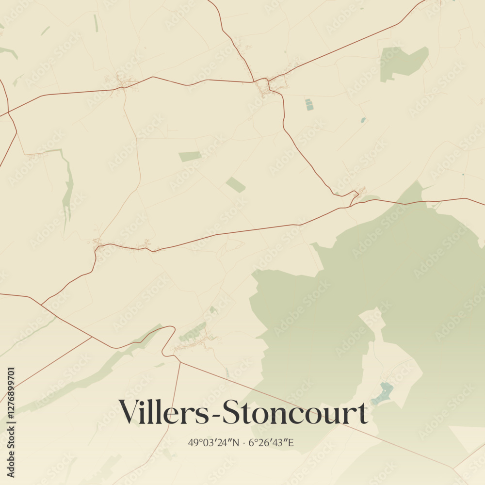 Obraz premium Vintage map of Villers-Stoncourt, France.