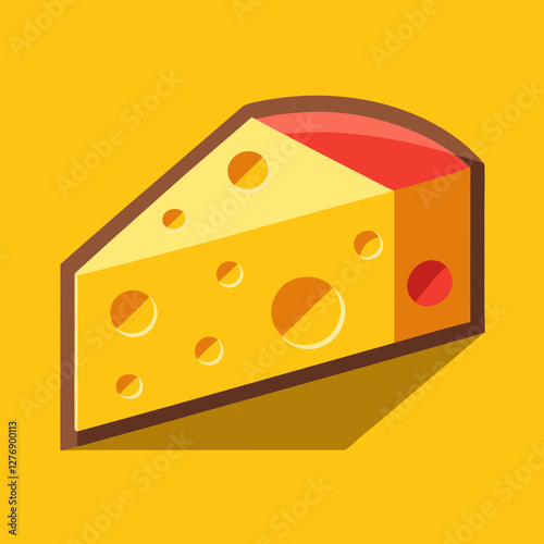cheese, food, isolated, dairy, yellow, swiss, slice, hole, white, piece, snack, product, vector, milk, illustration, gourmet, emmental, healthy, eating, breakfast, meal, part, portion, fresh, object