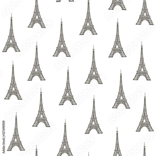 France Paris Tour Eiffel simple seamless pattern