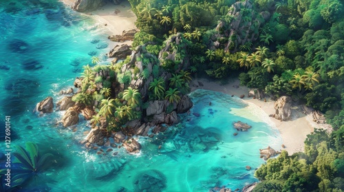 Wallpaper Mural A stunning underwater coral reef ecosystem teeming with marine life, featuring colorful corals, exotic fish, and crystal-clear water illuminated by sunlight streaming from above. Torontodigital.ca