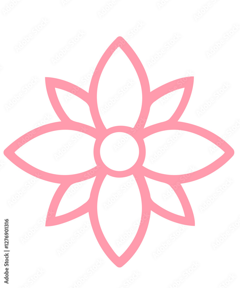Flower clip art design on plain white transparent isolated background for card, shirt, hoodie, sweatshirt, apparel, tag, mug, icon, poster or badge