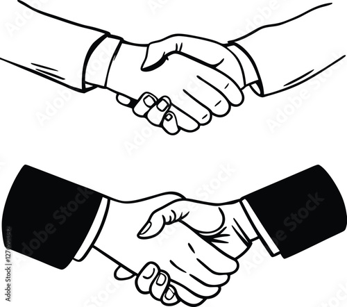 Hand Shake Each Other Business Minimalist Icon Concept Continuous One Line Drawing Illustration In Editable Stroke
