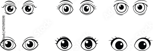 Best cartoon eyes vector silhouette illustration 