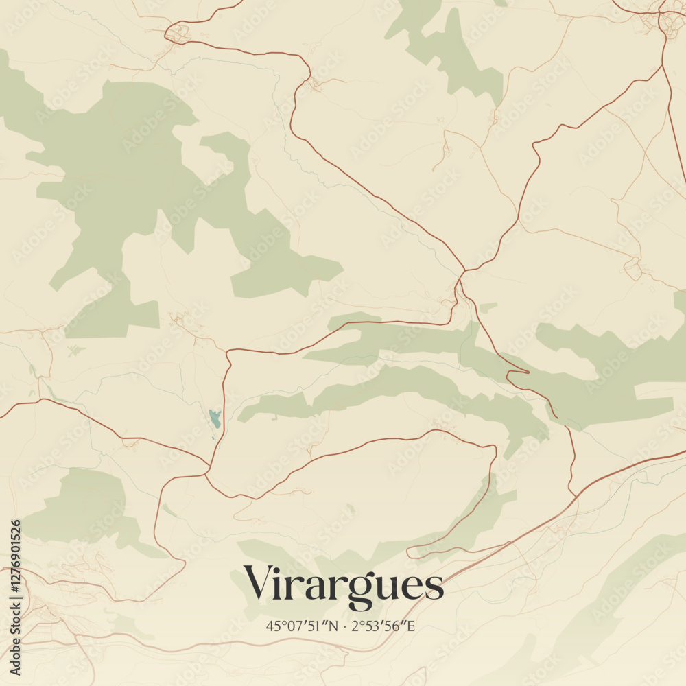Obraz premium Vintage map of Virargues, France.