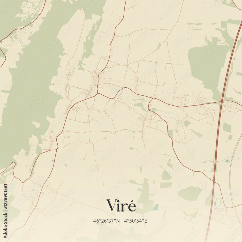 Obraz premium Vintage map of Viré, France.