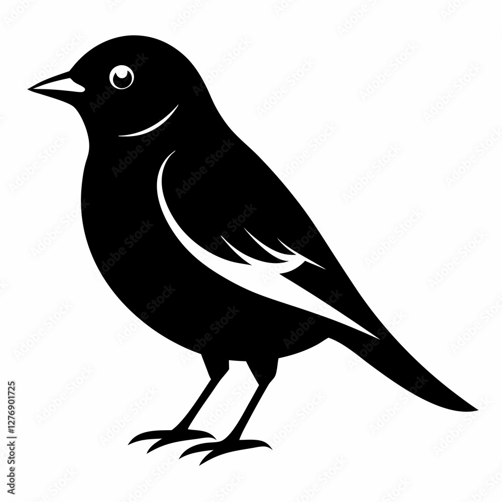 Obraz premium Minimalist Warbler Silhouette Vector Icon for Clean Designs