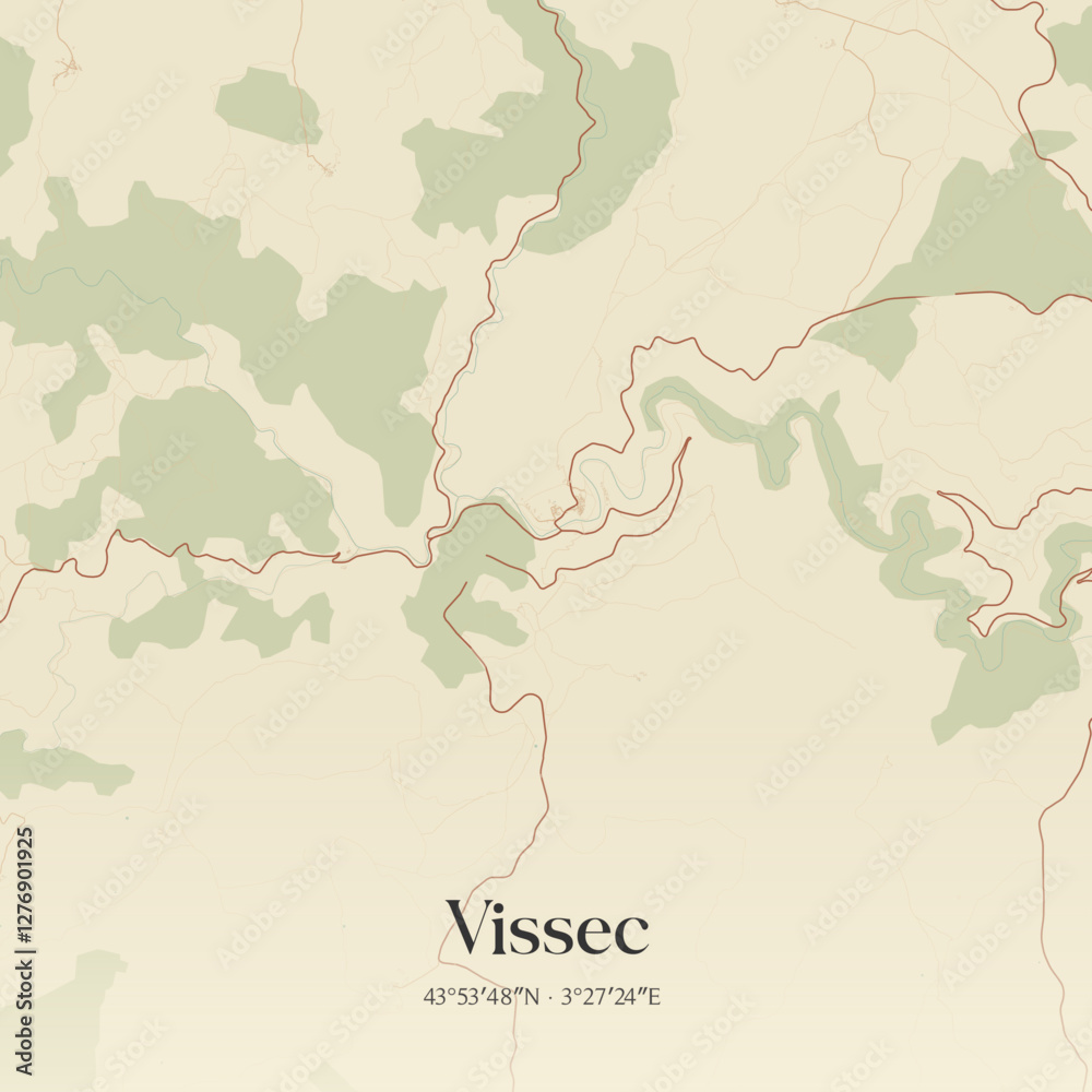 Obraz premium Vintage map of Vissec, France.