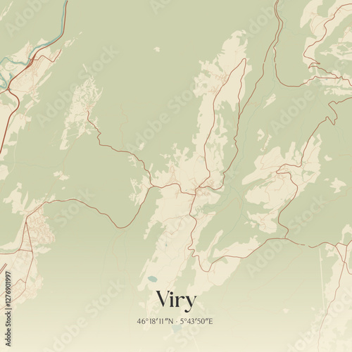 Vintage map of Viry, France.