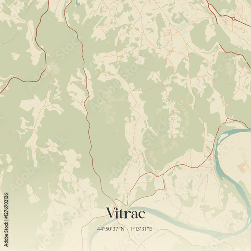 Vintage map of Vitrac, France.