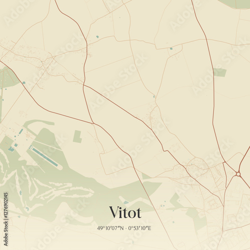 Vintage map of Vitot, France.