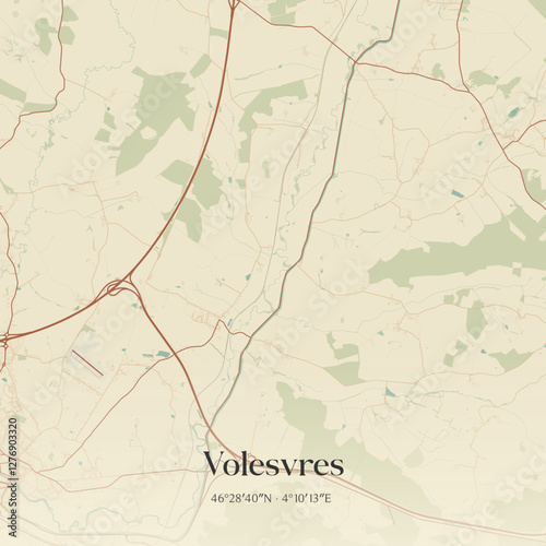 Vintage map of Volesvres, France.