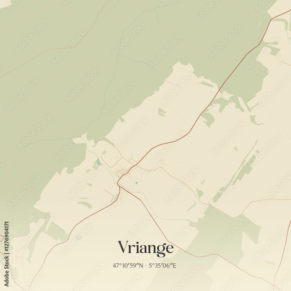 Obraz premium Vintage map of Vriange, France.
