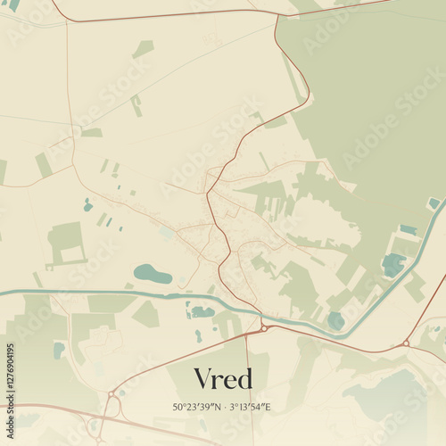 Vintage map of Vred, France.