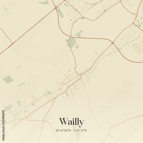 Vintage map of Wailly, France.