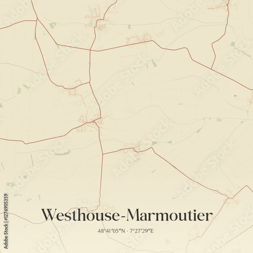 Vintage map of Westhouse-Marmoutier, France.