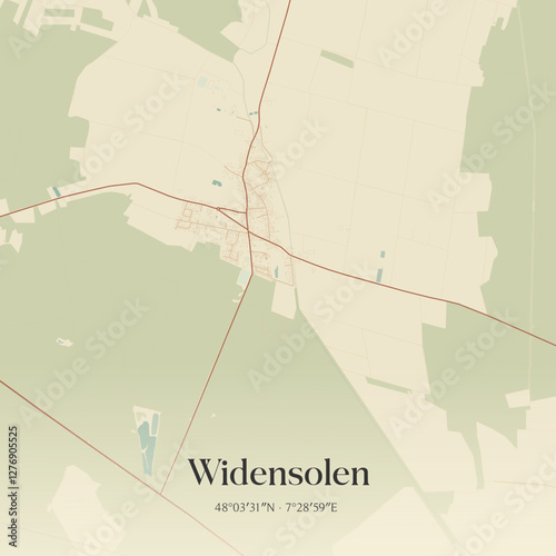 Vintage map of Widensolen, France.
