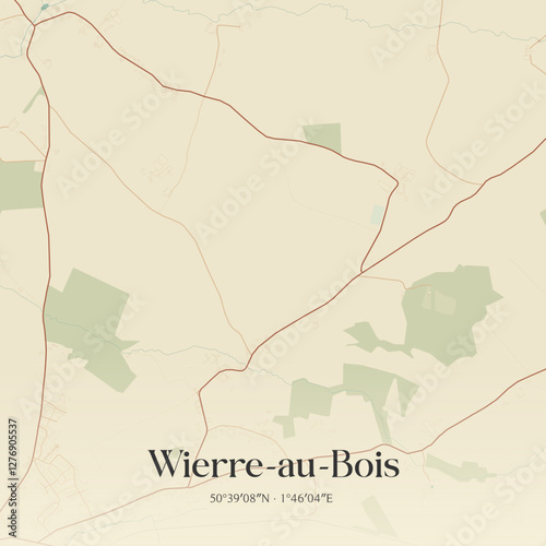 Vintage map of Wierre-au-Bois, France.