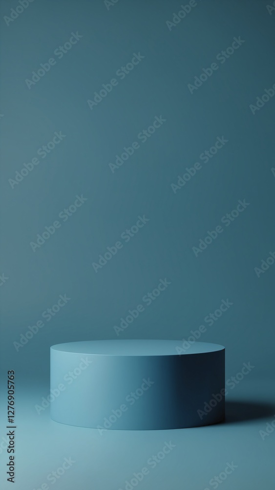Blue podium on blue background. Minimal cosmetic background for product presentation. 3d rendering Blue podium on blue background. Minimal cosmetic background for product presentation. 3d rendering