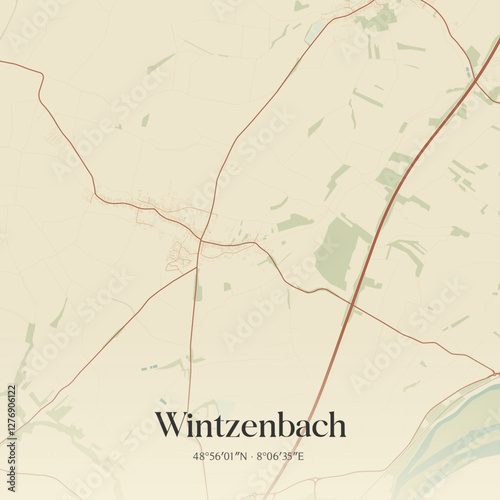 Vintage map of Wintzenbach, France.