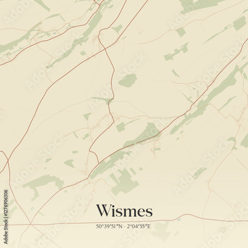 Vintage map of Wismes, France.