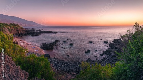 Scenic Sunset View of Playa Paraiso Beach Tenerife Canary Islands