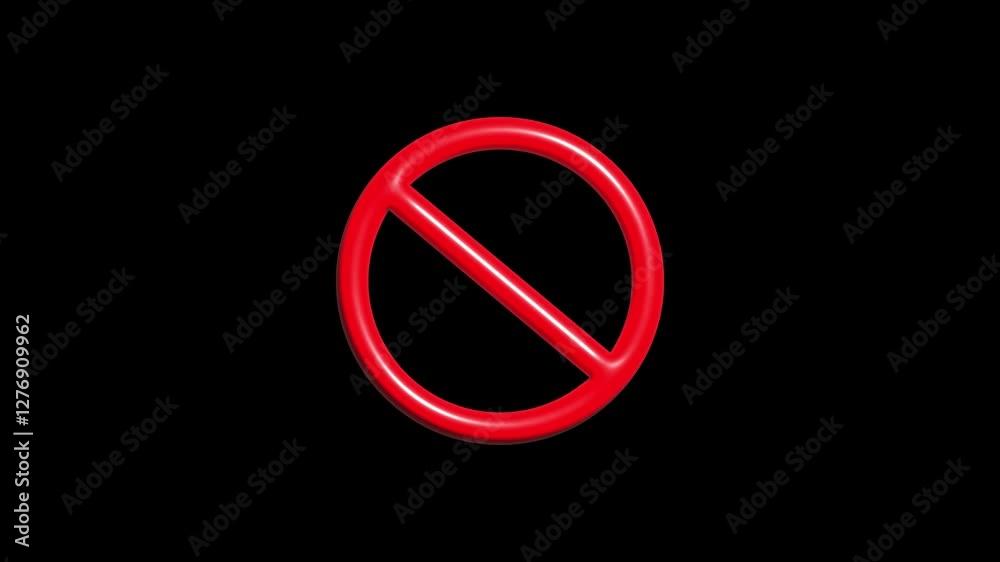 3D Prohibited Symbol Red Neon Animation on Black Background 4K HD 3d glossy block sign animation 3D Prohibited Symbol Red Neon Animation on Black Background 4K HD 3d glossy block sign animation