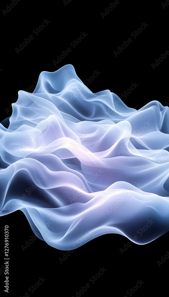 Obraz premium Abstract blue fabric waves, dark background, design element